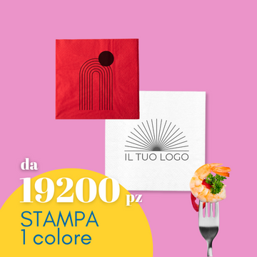 Tovaglioli in carta personalizzati con il tuo logo; in primo piano scritta da 19200 pz stampa 1 colore